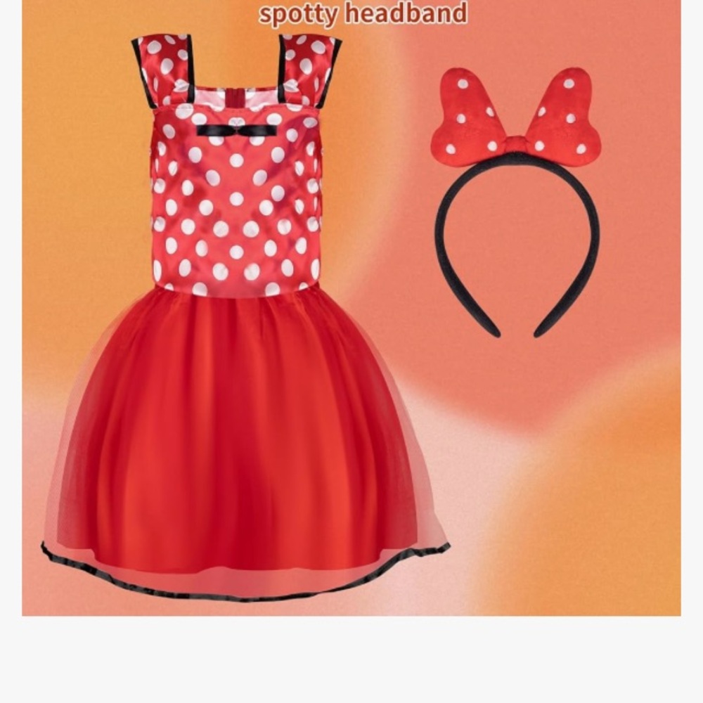 🕶️💋Red Polka Dot💋🕶️Kids 2pc Dress Costume with Headband 🌟NEW🌟